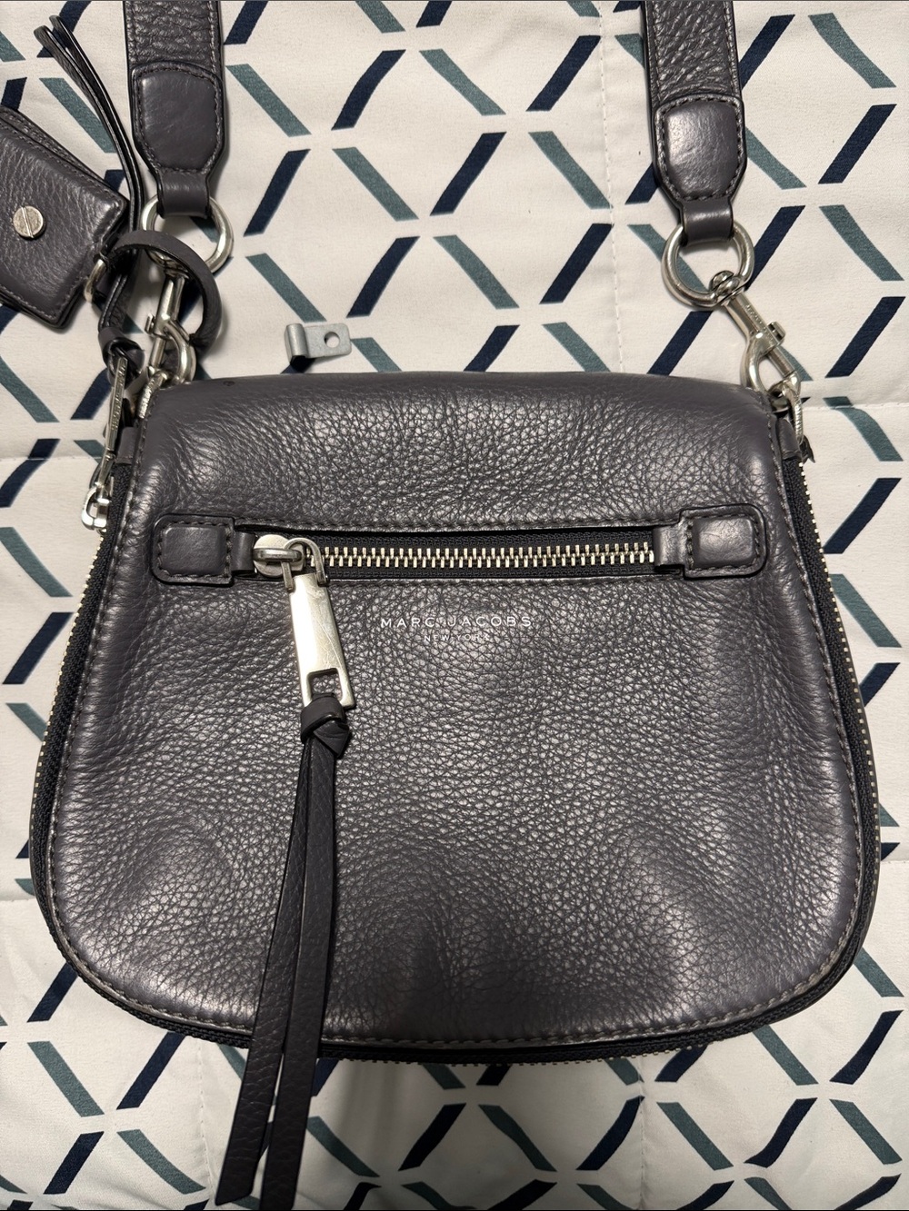 Marc Jacobs Charcoal Pebbled Leather Crossbody with Tassel
